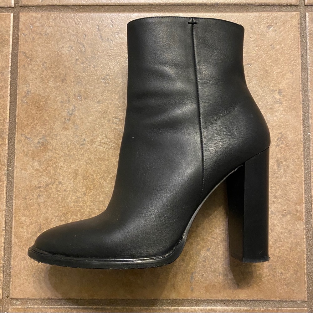 Vince Black Leather Block Heel Booties